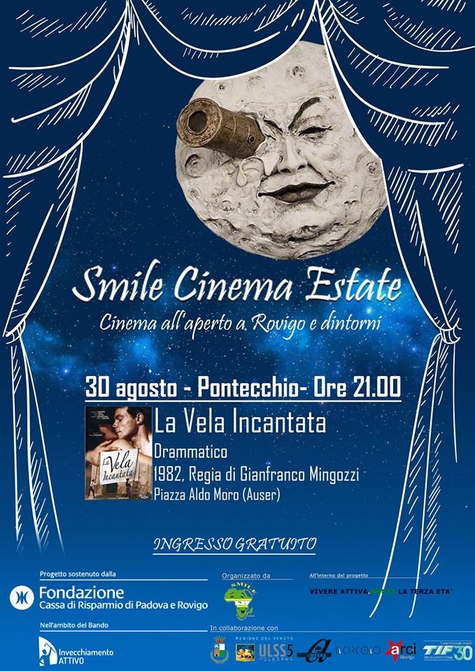 Venerdì 30 agosto 2019 l'ultimo appuntamento della rassegna "Smile Cinema Estate" a Pontecchio Polesine